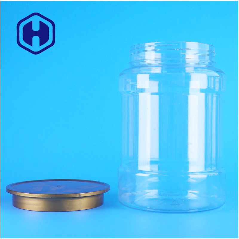 Produtos alimentares seguros PET personalizado plástico transparente frio seco alimentos para animais de estimação Biscoitos Jar com tampa de parafuso