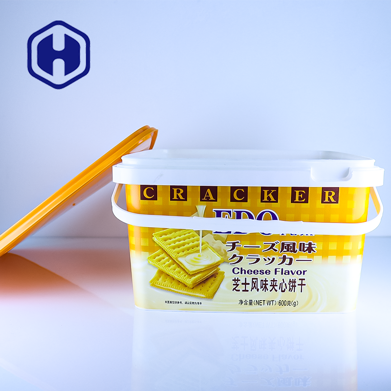 Tecnologia IML Container de plástico de alimentos personalizado Vantagens do controle de qualidade para biscoitos embalagens de doces