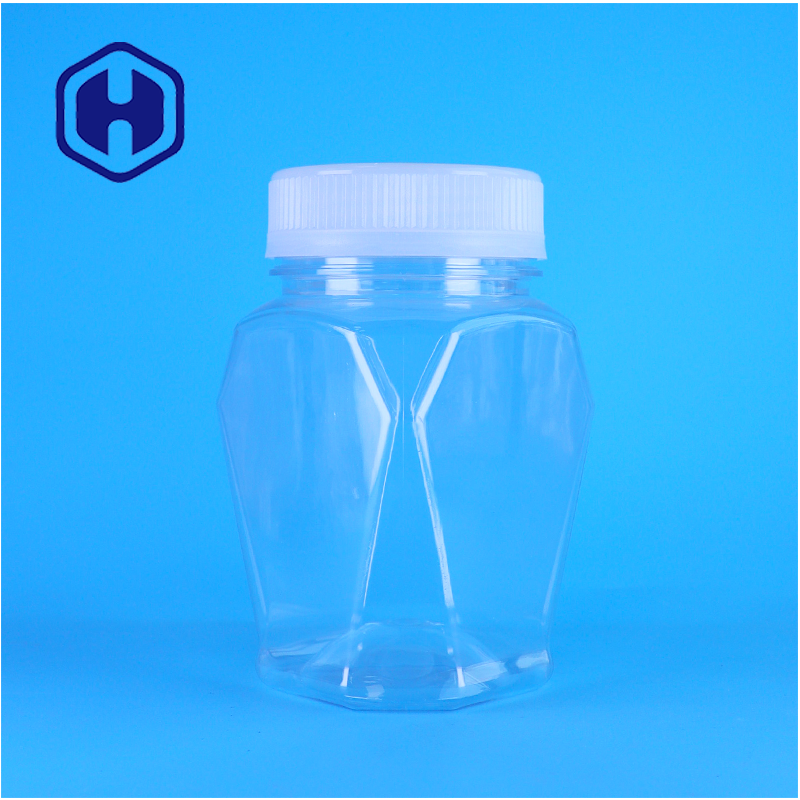 Capa de parafuso de frasco de forma única de PET de plástico transparente para alimentos para animais de estimação