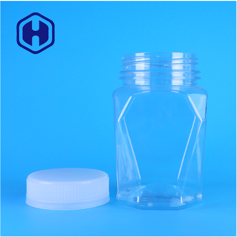 Capa de parafuso de frasco de forma única de PET de plástico transparente para alimentos para animais de estimação