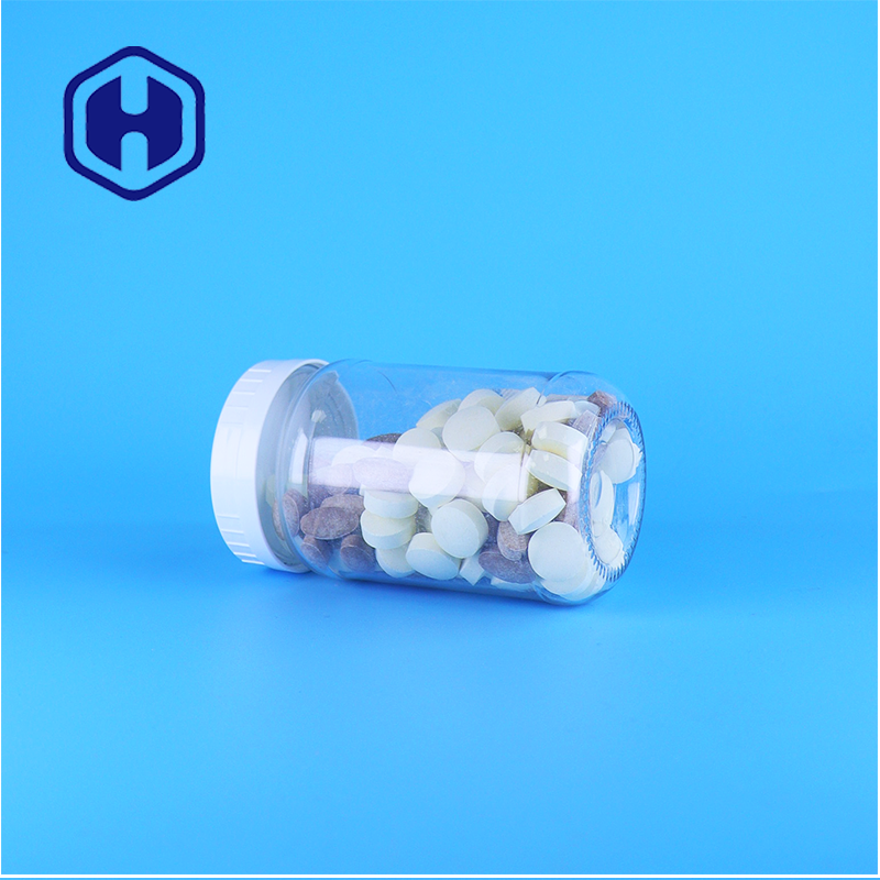 220 ml de frasco de plástico transparente de qualidade alimentar com tampa de parafuso branco para embalagens de salada e geleia