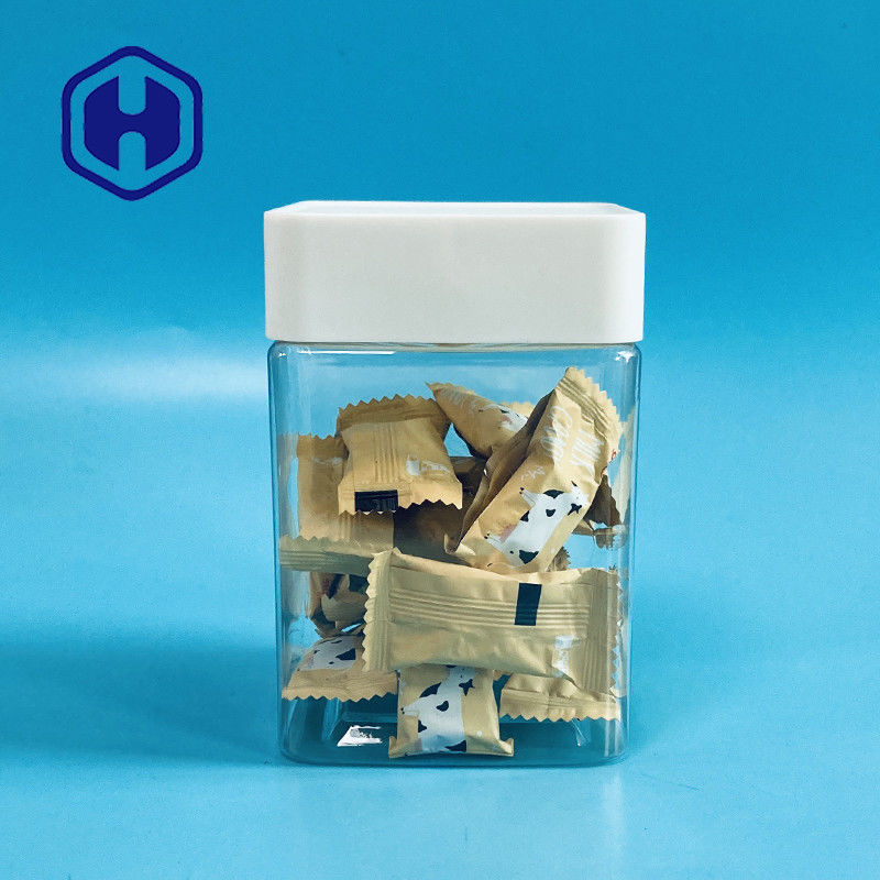 O frasco de cookie plástico claro do animal de estimação para a noz das sementes do marshmallow das datas secou o fruto vegetal