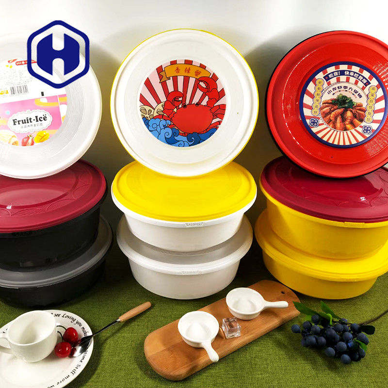 O fast food Thermoformed de IML leva embora a prova plástica de empacotamento do escape de Tray With Lid 1300ml