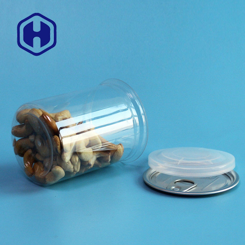 As latas plásticas transparentes do ANIMAL DE ESTIMAÇÃO com os amendoins das amêndoas do caju do anel de tração 300ml misturaram a embalagem Nuts