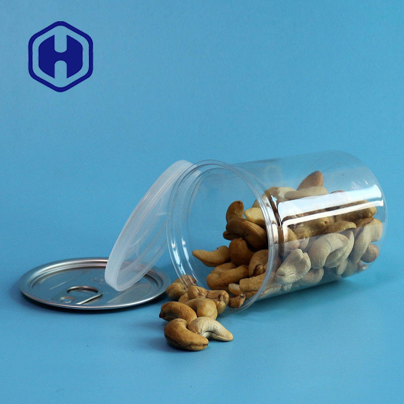 As latas plásticas transparentes do ANIMAL DE ESTIMAÇÃO com os amendoins das amêndoas do caju do anel de tração 300ml misturaram a embalagem Nuts