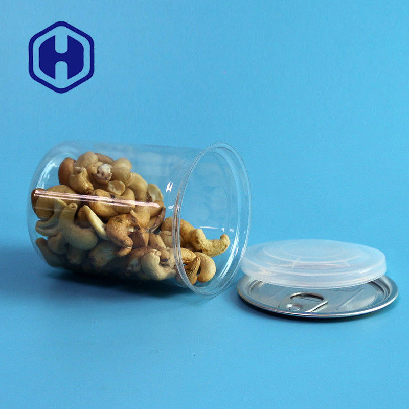As latas plásticas transparentes do ANIMAL DE ESTIMAÇÃO com os amendoins das amêndoas do caju do anel de tração 300ml misturaram a embalagem Nuts