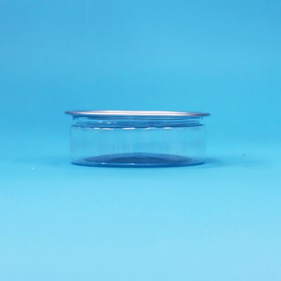 Caixa redonda de PET de plástico com lata fácil de ponta aberta para alimentos doces biscoitos Snack embalagem