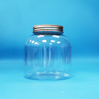 Eco-friendly transparente plástico PET redondo doces jarros de alimentos diários Alumínio parafusos tampas