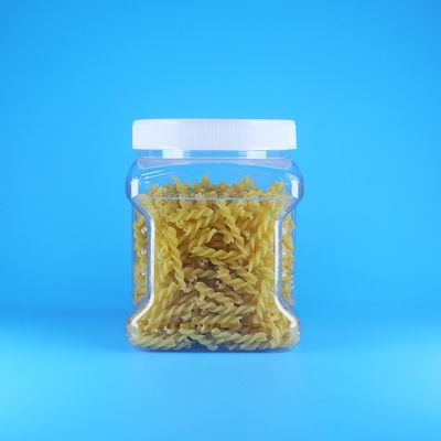 Frascos de plástico com tampa plana de rosca PET quadrada transparente para biscoitos de esponja