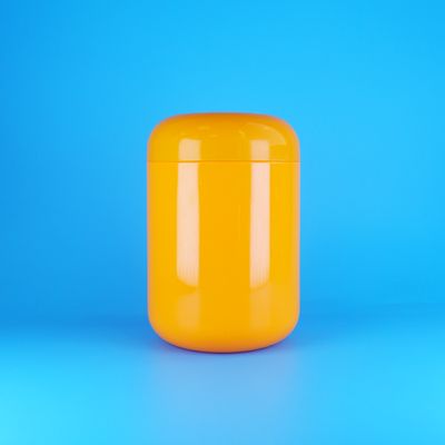 Frascos de plástico PET redondos laranja herméticos para biscoitos e algodão doce com tampa de rosca laranja