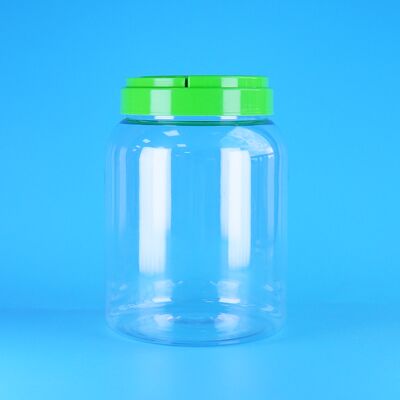 Pote de plástico redondo PET transparente para alimentos com tampa de rosca