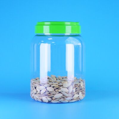 Pote de plástico redondo PET transparente para alimentos, tampa plana, café, doces, sementes de lótus, comida para bebé
