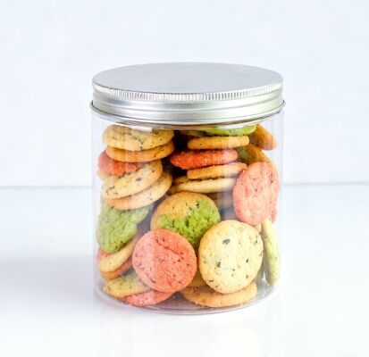 Batata em puré de boca larga, clara, iogurte, sorvete redondo, frasco de PET, tampa de alumínio