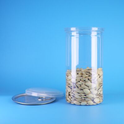 Pote de PET transparente de boca larga com tampa de fácil abertura para alimentos, 700ml, para biscoitos, doces e frutas secas