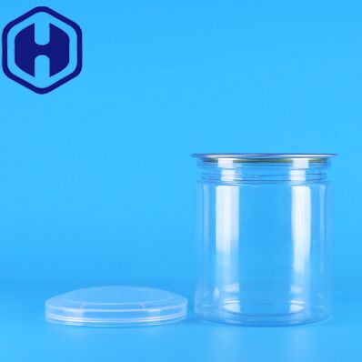 Latas de plástico PET redondas transparentes e seláveis para alimentos para bebés, pêssego amarelo, com tampa de fácil abertura